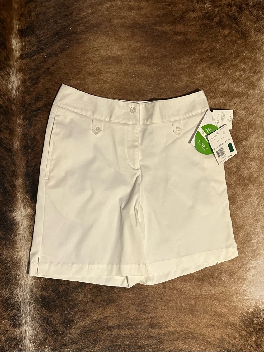 Women's White Tailored Bermuda Golf Shorts by Liz Claiborne Golf